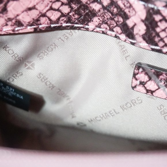 Michael Kors Rose Small MINI Crossbody Bag  Exotic Embossed Leather Pink - Picture 12 of 14